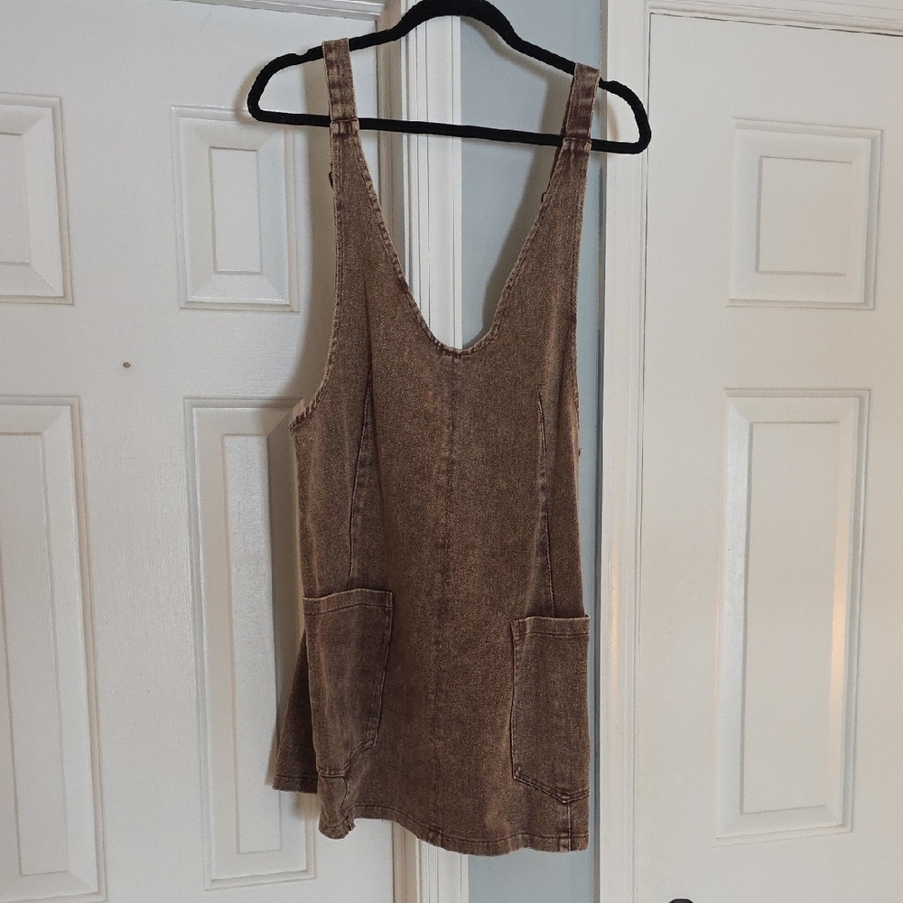 Brown Sleeveless Denim Dress